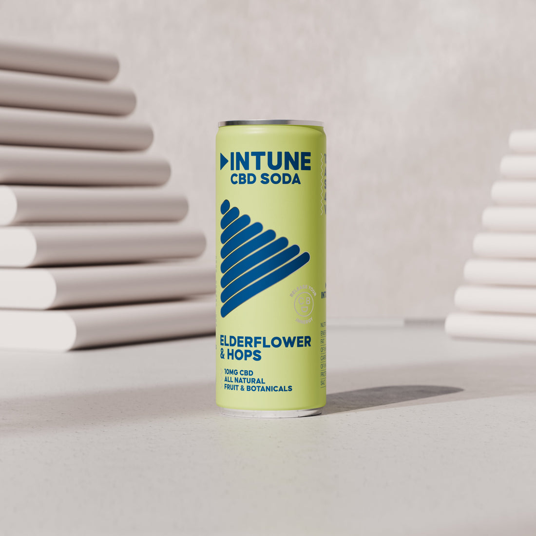 INTUNE Elderflower and Hops CBD soda for different times of day